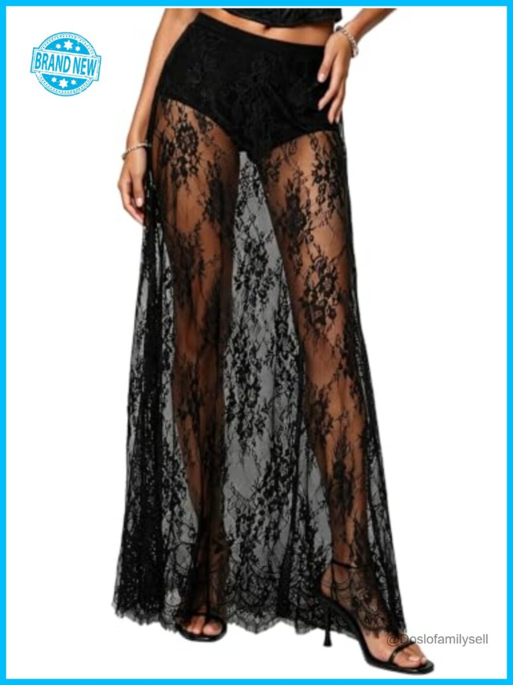 Sheer Lace Long Maxi Skirt See Through A Line Cover Up